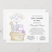 赤ちゃんの長距離ジャングル動物シャワー(郵送) 招待状 (正面/裏面)