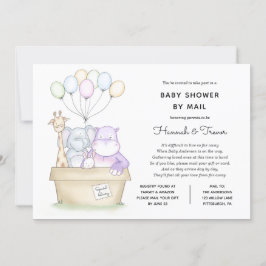 赤ちゃんの長距離ジャングル動物シャワー（郵送） 招待状