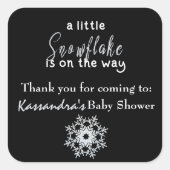 赤ちゃんの雪の結晶がやってくる！ベイビーシャワーパーティー スクエアシール (正面)