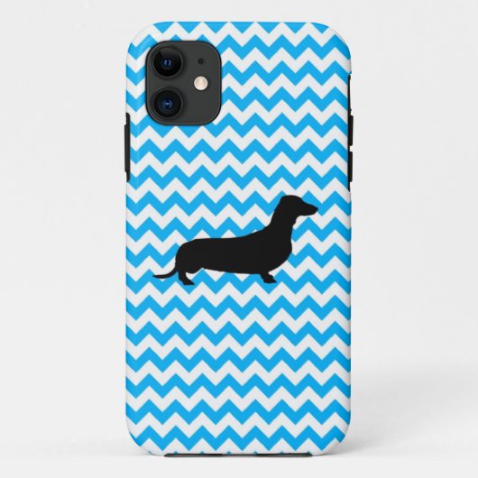赤ちゃんの青いシェブロン（Dachshund Case-Mate iPhone付き）  iPhoneケース (裏面)