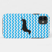 赤ちゃんの青いシェブロン（Dachshund Case-Mate iPhone付き）  iPhoneケース (裏面(横))