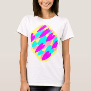 赤ちゃんの青い熱いピンクの淡い色の黄色 Tシャツ