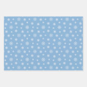 赤ちゃんの青い背景のクリスマスホワイトの雪片 ラッピングペーパーシート (正面)