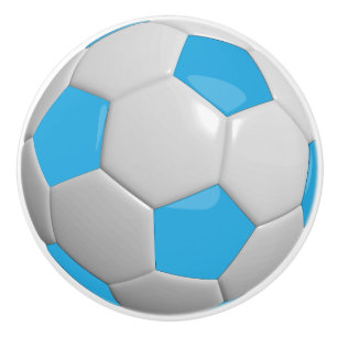 赤ちゃんの青と白のサッカーボール セラミックノブ