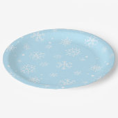 赤ちゃんの青と白の雪片 ペーパープレート (アングル)