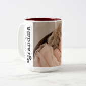 赤ちゃんの頃の写真 愛してる おばあちゃん ツートーンマグカップ (正面左)