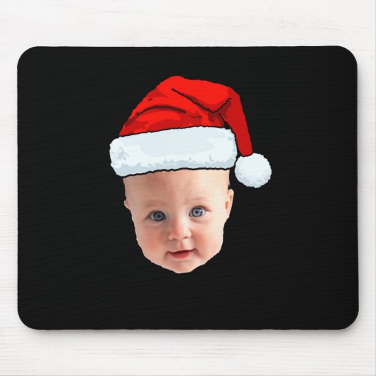 赤ちゃんの顔のサンタ帽子のクリスマス写真 マウスパッド (正面)
