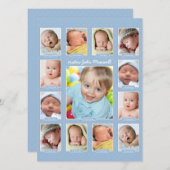 赤ちゃんの1年記念写真コラージュプリント 招待状 (正面/裏面)