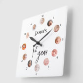 赤ちゃんの1年間の写真をカスタマイズ 12か月 スクエア壁時計 (傾斜)