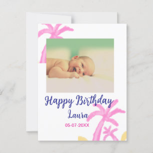 赤ちゃんの1歳の誕生日にお名前と日付を追加 + 写真を追加 ポストカード