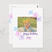 赤ちゃんの1歳の誕生日にお名前と日付を追加 + 写真を追加 ポストカード (正面/裏面)