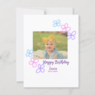 赤ちゃんの1歳の誕生日にお名前と日付を追加 + 写真を追加 ポストカード