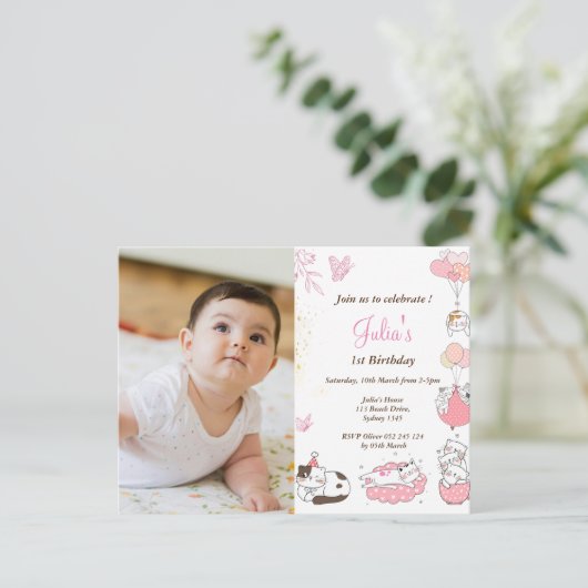 赤ちゃんの1歳の誕生日写真 ポストカード (スタンド正面)