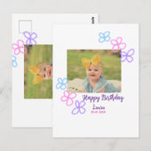 赤ちゃんの1歳の誕生日 テンプレート 名前 日付を追加 + 写真を追加 ポストカード (正面/裏面)