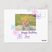赤ちゃんの1歳の誕生日 テンプレート 名前 日付を追加 + 写真を追加 ポストカード (裏面)