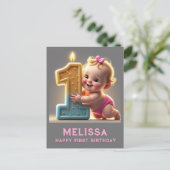 「赤ちゃんの1歳の誕生日」 ポストカード (スタンド正面)