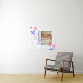 赤ちゃんの1歳誕生日にお名前と日付を追加 フォトを追加 タペストリー (インサイチュ(横))
