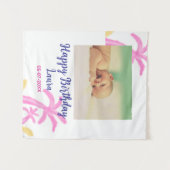 赤ちゃんの1歳誕生日にお名前と日付を追加 + 写真を追加 タペストリー (正面(横))