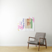 赤ちゃんの1歳誕生日にお名前と日付を追加 + 写真を追加 タペストリー (インサイチュ(横))