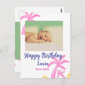 赤ちゃんの1歳誕生日にお名前と日付を追加 + 写真を追加 ポストカード (正面/裏面)