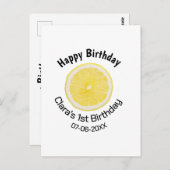 赤ちゃんの1歳誕生日　レモンスライス　名前と日付を追加 ポストカード (正面/裏面)