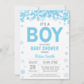 赤ちゃんは寒い外側の冬の少年ベビーシャワー 招待状 (正面)