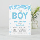 赤ちゃんは寒い外側の冬の少年ベビーシャワー 招待状 (スタンド正面)
