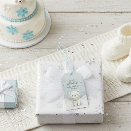 赤ちゃんは寒い外側の冬の極地のクマの赤ちゃんショー ギフトタグ