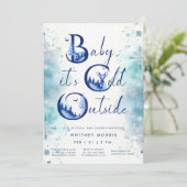 赤ちゃんは寒い外側の冬の赤ちゃんシャワー 招待状 (スタンド正面)