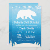 赤ちゃんは寒い外側の北極クマの男の子ベビーシャワー 招待状 (正面/裏面)