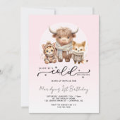 赤ちゃんは寒い外側の女の子 1 歳の誕生日 招待状 (正面)