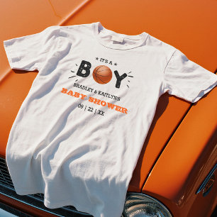 赤ちゃんは男の子!バスケットボールテーマの男女兼用ベビーシャワー Tシャツ