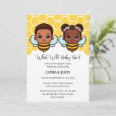 赤ちゃんは男の子？女の子？ ビーズ・ア・バズ アフリカ系アメリカ人 性別発表 招待状 (スタンド正面)