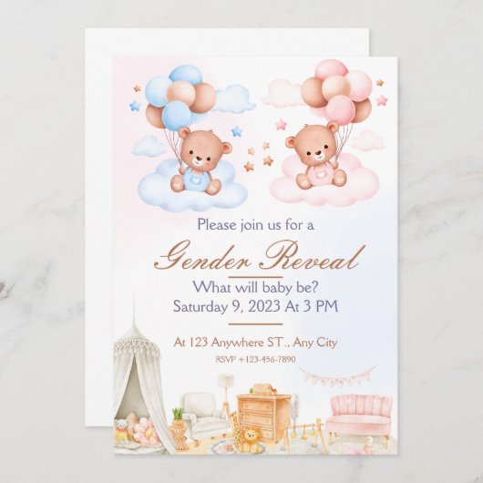 赤ちゃんは男の子?女の子? 招待状 (正面/裏面)