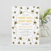 赤ちゃんは蜂ちゃん？かわいい蜂柄の性別発表 招待状 (スタンド正面)