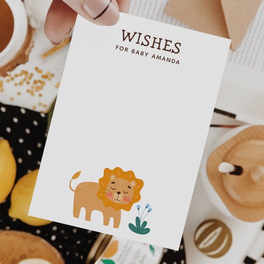 赤ちゃんへの願い | サファリ ライオン ベビーシャワーアクティビティ エンクロージャーカード