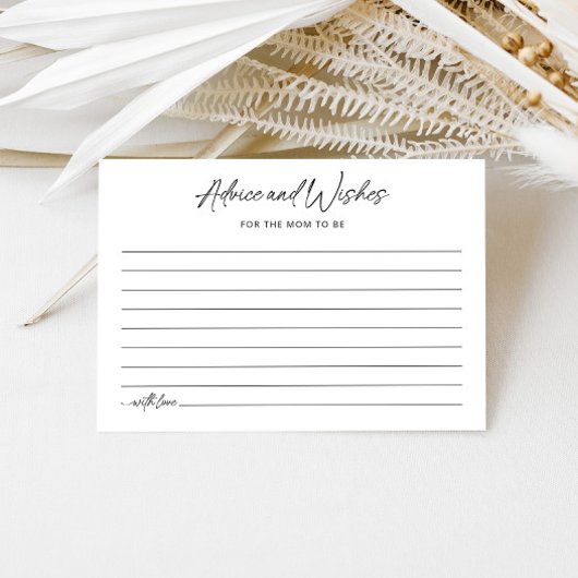 赤ちゃんへの願い ミニマルなベビーシャワーアドバイスカード エンクロージャーカード