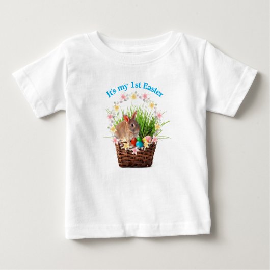 赤ちゃんまたは幼児の最初のイースターTシャツ ベビーTシャツ (正面)