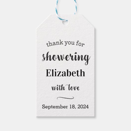 赤ちゃんまたは結婚前祝いのためのクラフト感謝タグ ギフトタグ (正面)