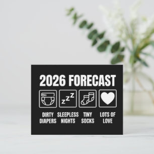 赤ちゃんもうすぐ!2026年予測 赤ちゃんの命名パーティー ユーモア 案内ポストカード