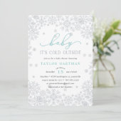 赤ちゃんよ、外は寒いよ｜ベイビーシャワーの招待状 招待状 (スタンド正面)