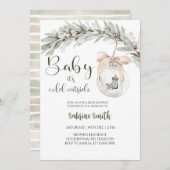 赤ちゃんよ、外は寒いよ ベイビーシャワー 招待状 (正面/裏面)