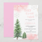 赤ちゃんよ 外は寒いよ 冬のベイビーシャワー 招待状 (正面/裏面)