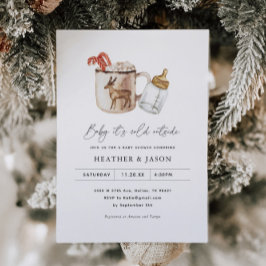 赤ちゃんよ、寒い外はコージーな冬のベイビーシャワー 招待状