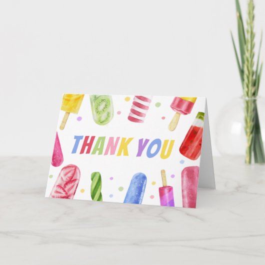 赤ちゃんをシャワーポップ・アートの浴びる サンキューカード (正面)