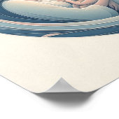 赤ちゃんを抱く母のミニマルパステルアート ポスター (角)