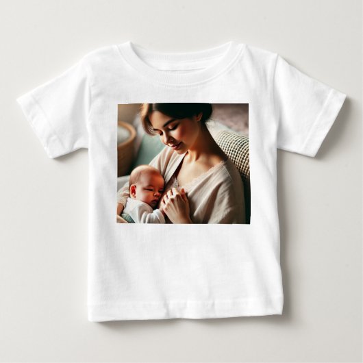 赤ちゃんを抱く母親 ベビーTシャツ (正面)