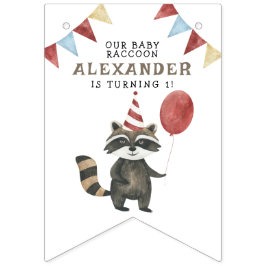 赤ちゃんアライグマの1歳の誕生日 バンティングフラッグ