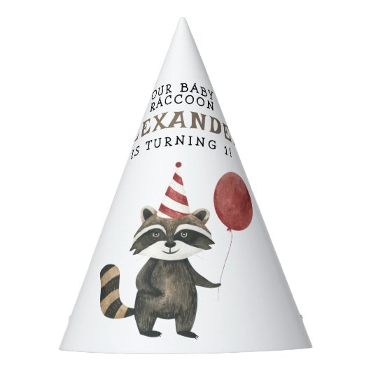 赤ちゃんアライグマの1歳の誕生日  パーティーハット (正面)