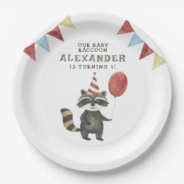 赤ちゃんアライグマの1歳の誕生日 ペーパープレート